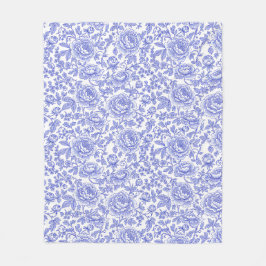 Cobertor De Velo Padrão Floral Toile Francês Azul