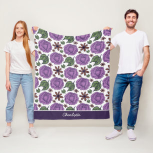 Cobertor De Velo Padrão floral uniforme roxo personalizado