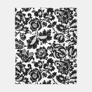 Cobertor De Velo Padrão Floral Veneziano Preto e Branco de William