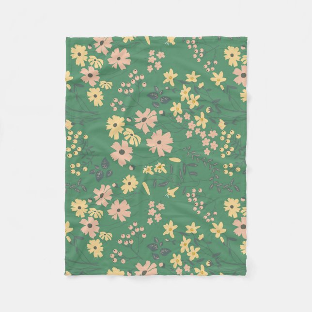 Cobertor De Velo Padrão Floral Verde Boho Moderno (Frente)