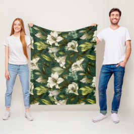 Cobertor De Velo Padrão Floral Verde Lírio Branco Clássico