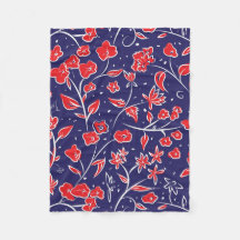 Padrão Floral Vermelho e Azul