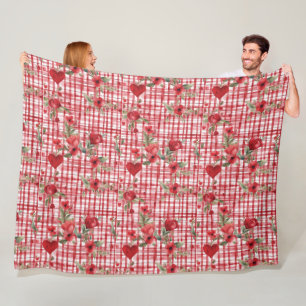 Cobertor De Velo Padrão Floral Vermelho Moderno do Tartan