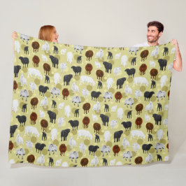 Cobertor De Velo Padrão Fluffy Sheep e Lambs