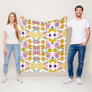 Cobertor De Velo Padrão fofo moderno de frutas coloridas, cor-de-ro