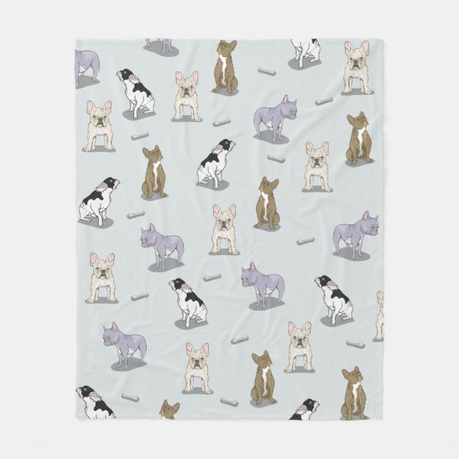 Cobertor De Velo Padrão francês do buldogue (Frente)