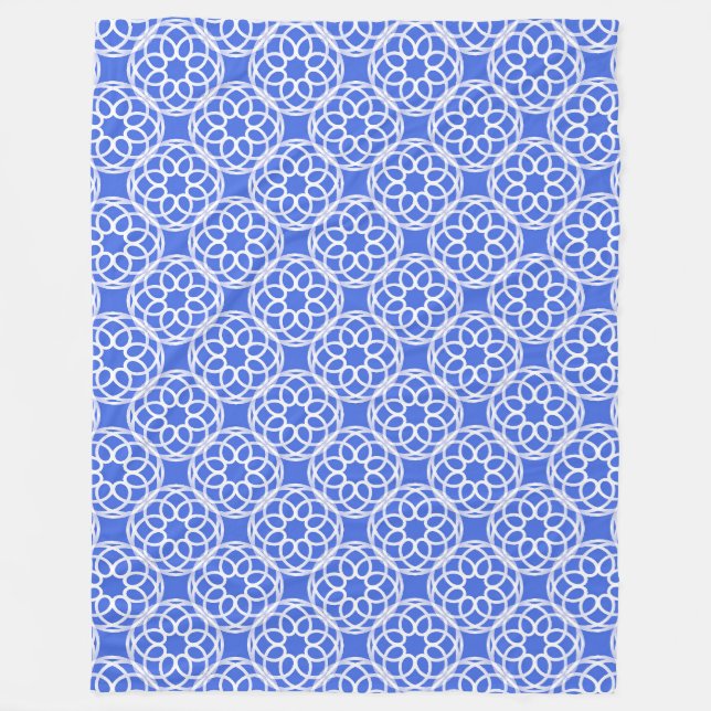 Cobertor De Velo Padrão Geométrico Branco Azul Sem Olhos (Frente)