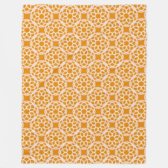 Cobertor De Velo Padrão Geométrico Branco Laranja Sem Olhos (Frente)