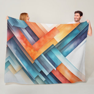 Cobertor De Velo Padrão Geométrico de Abstrato Pintado com Aquarela