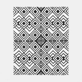 Cobertor De Velo Padrão Geométrico de Diamante Preto e Branco