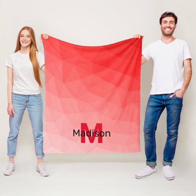 Cobertor De Velo Padrão geométrico do gradiente vermelho Monograma (In Situ)