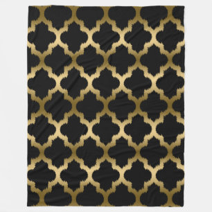 Cobertor De Velo Padrão Geométrico Dourado E Preto De Quatrefoil