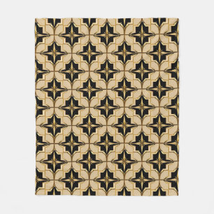 Cobertor De Velo Padrão Geométrico Elegante em Dourado e Preto