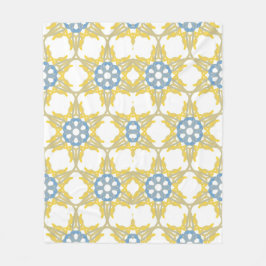 Cobertor De Velo Padrão Geométrico Em Amarelo, Branco E Azul.