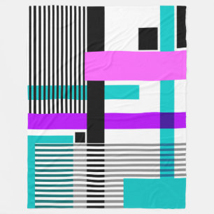 Cobertor De Velo padrão geométrico em cores listradas e néon