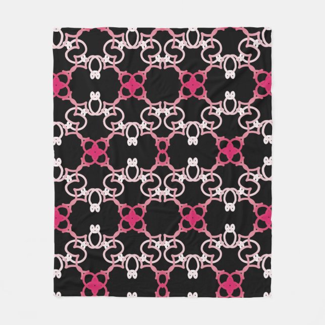 Cobertor De Velo Padrão Geométrico Em Rosa, Branco E Roxo. (Frente)