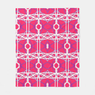 Cobertor De Velo Padrão Geométrico Em Rosa, Branco E Roxo.
