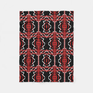 Cobertor De Velo Padrão Geométrico Em Vermelho, Branco E Preto.