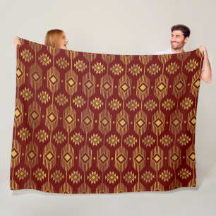 Cobertor De Velo Padrão geométrico étnico ikat vermelho e dourado