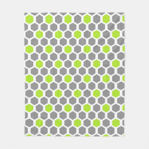 Cobertor De Velo Padrão Geométrico Hexágono Cinza Verde Lima Modern