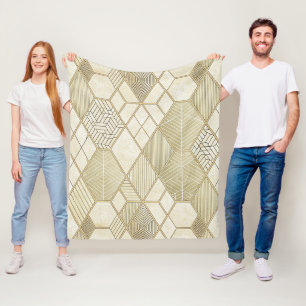 Cobertor De Velo Padrão Geométrico Hexágono Dourado Elegante - Márm