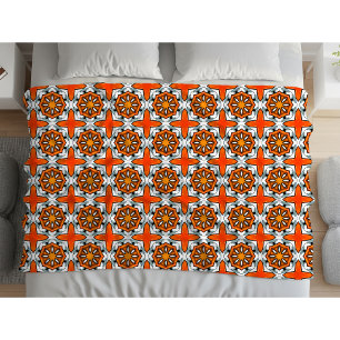Cobertor De Velo Padrão geométrico laranja, azul e branco