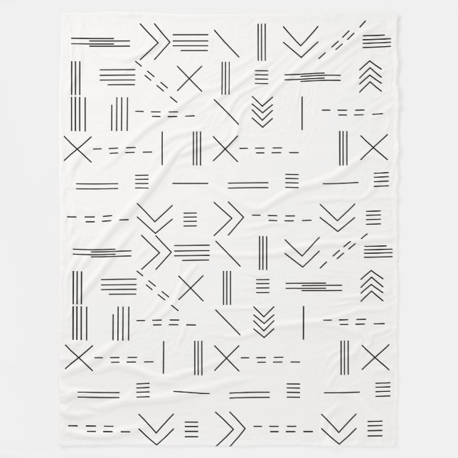 Cobertor De Velo Padrão Geométrico Moderno, Gordo Branco Negro (Frente)