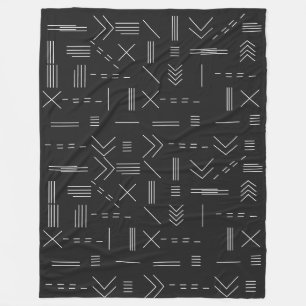 Cobertor De Velo Padrão Geométrico Moderno, Gordo Branco Negro