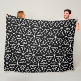 Cobertor De Velo Padrão Geométrico Preto Branco e Prata
