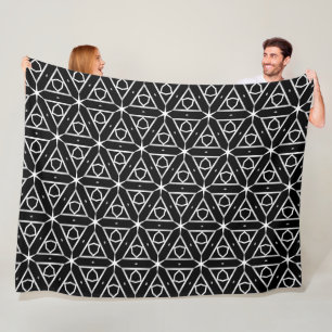 Cobertor De Velo Padrão Geométrico Preto Branco e Prata