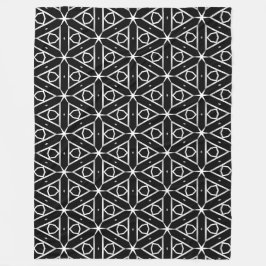 Cobertor De Velo Padrão Geométrico Preto Branco e Prata