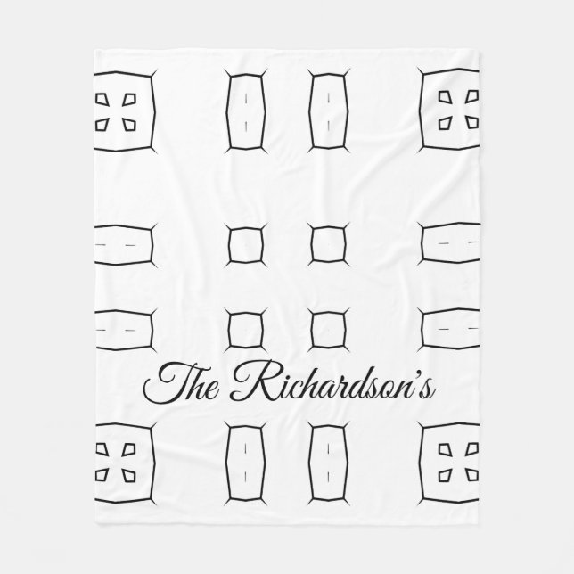 Cobertor De Velo Padrão Geométrico Preto e Branco | Abstrato Minima (Frente)