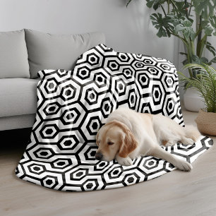 Cobertor De Velo Padrão Geométrico Preto em Octagon Branco