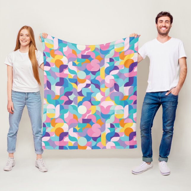 Cobertor De Velo Padrão Geométrico Púrpura e Rosa (In Situ)