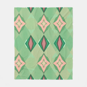 Cobertor De Velo Padrão Geométrico Retro Verde Rosa Diamante Estrel