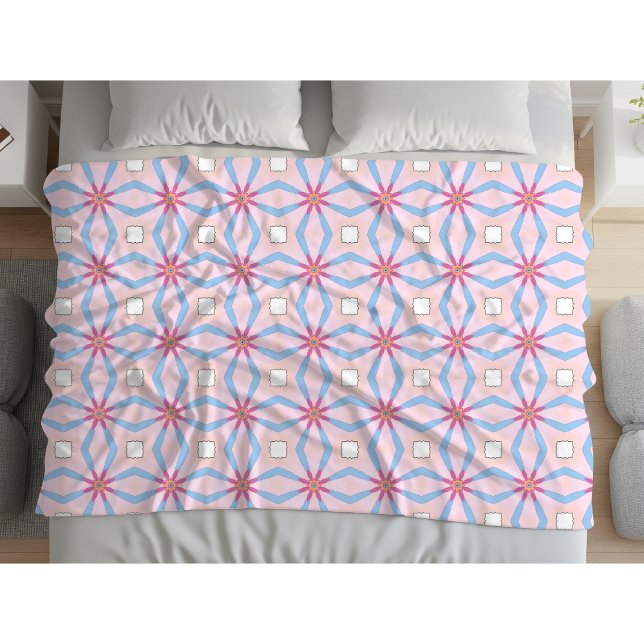 Cobertor De Velo Padrão geométrico rosa, azul e branco  (Criador carregado)