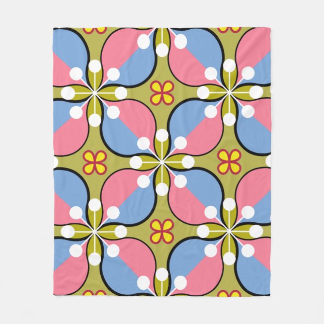 Cobertor De Velo Padrão geométrico sem costura com flores (Frente)