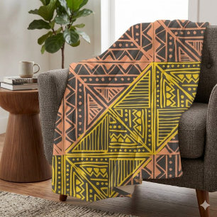 Cobertor De Velo Padrão Geométrico Tribal Boho - Mudcloth Azteca