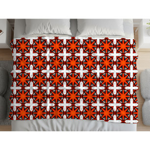 Cobertor De Velo Padrão geométrico vermelho e laranja 
