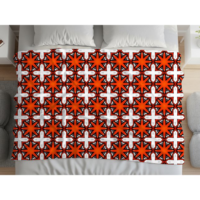 Cobertor De Velo Padrão geométrico vermelho e laranja  (Criador carregado)