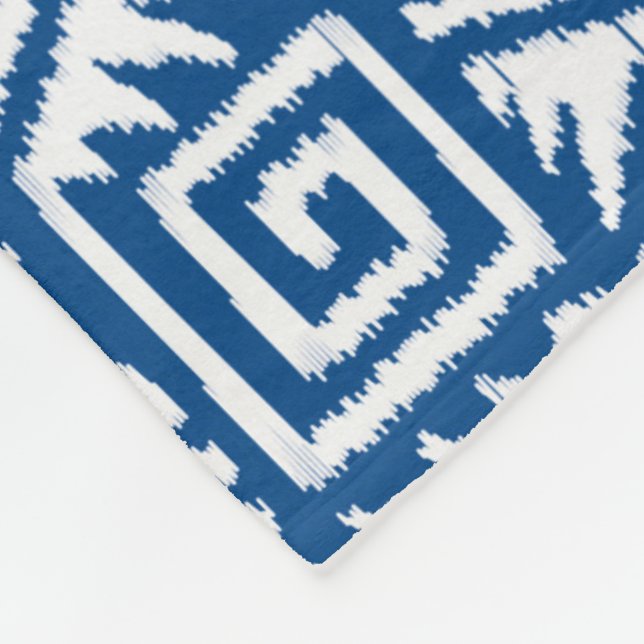 Cobertor De Velo Padrão Ikat Aztec - Azul Cobalto e Branco (Quina)