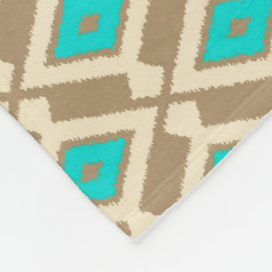 Cobertor De Velo Padrão Ikat - Turquesa, Taupe e Bege