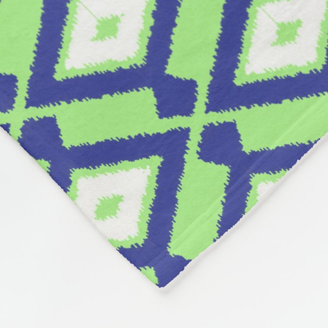 Cobertor De Velo Padrão Ikat - Verde, Azul Indigo e Branco (Quina)