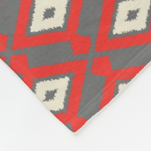 Cobertor De Velo Padrão Ikat - Vermelho, Cinza e bege