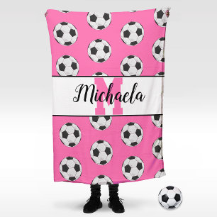 Cobertor De Velo Padrão inicial da bola do futebol, cor-de-rosa, m
