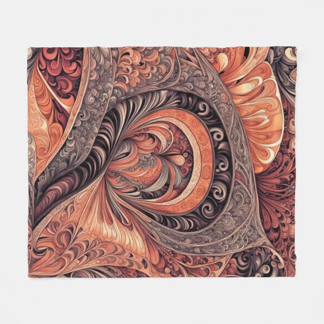 Cobertor De Velo Padrão Intrincado de Mandala Abstrata Boho (Frente (Horizontal))