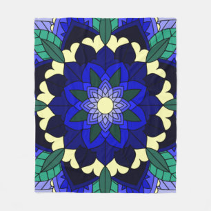 Cobertor De Velo Padrão Mandala 02 em azul escuro