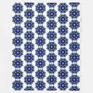 Cobertor De Velo Padrão Mandala 02 em branco azul escuro Folheto