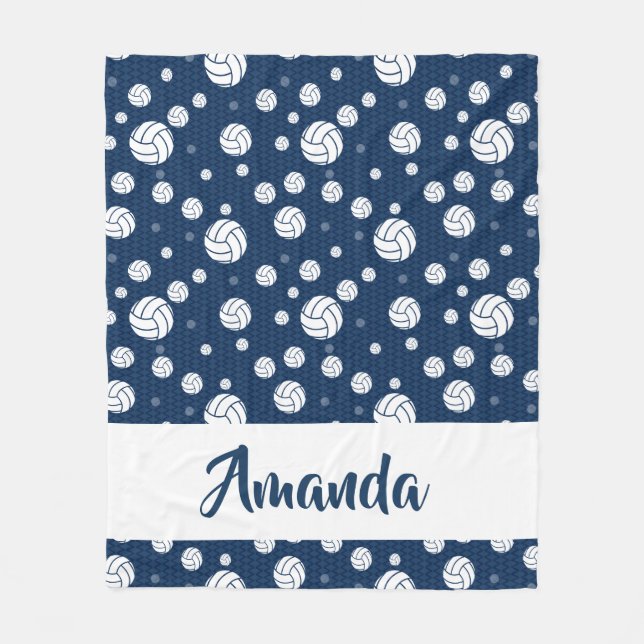 Cobertor De Velo Padrão marinho Azul De Voleibol (Frente)