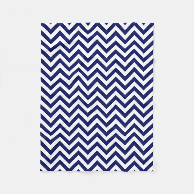Cobertor De Velo Padrão marinho Azul e Branco Grande Chevron ZigZag (Frente)